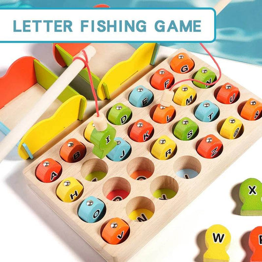 Kids Wooden Montessori Magnetic Fishing Toys Learning Alphanumeric Colors Matching Sorting Interactive Game Early Education Toys - ToylandEU