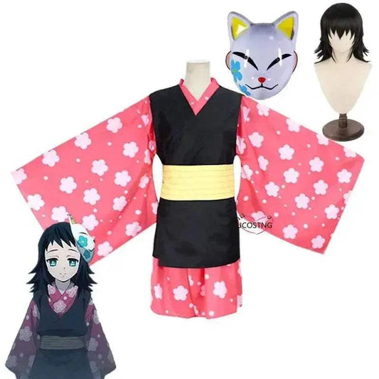 Kimetsu no Yaiba Sabito/Makomo Cosplay Set with Wig & Mask for All Ages - ToylandEU