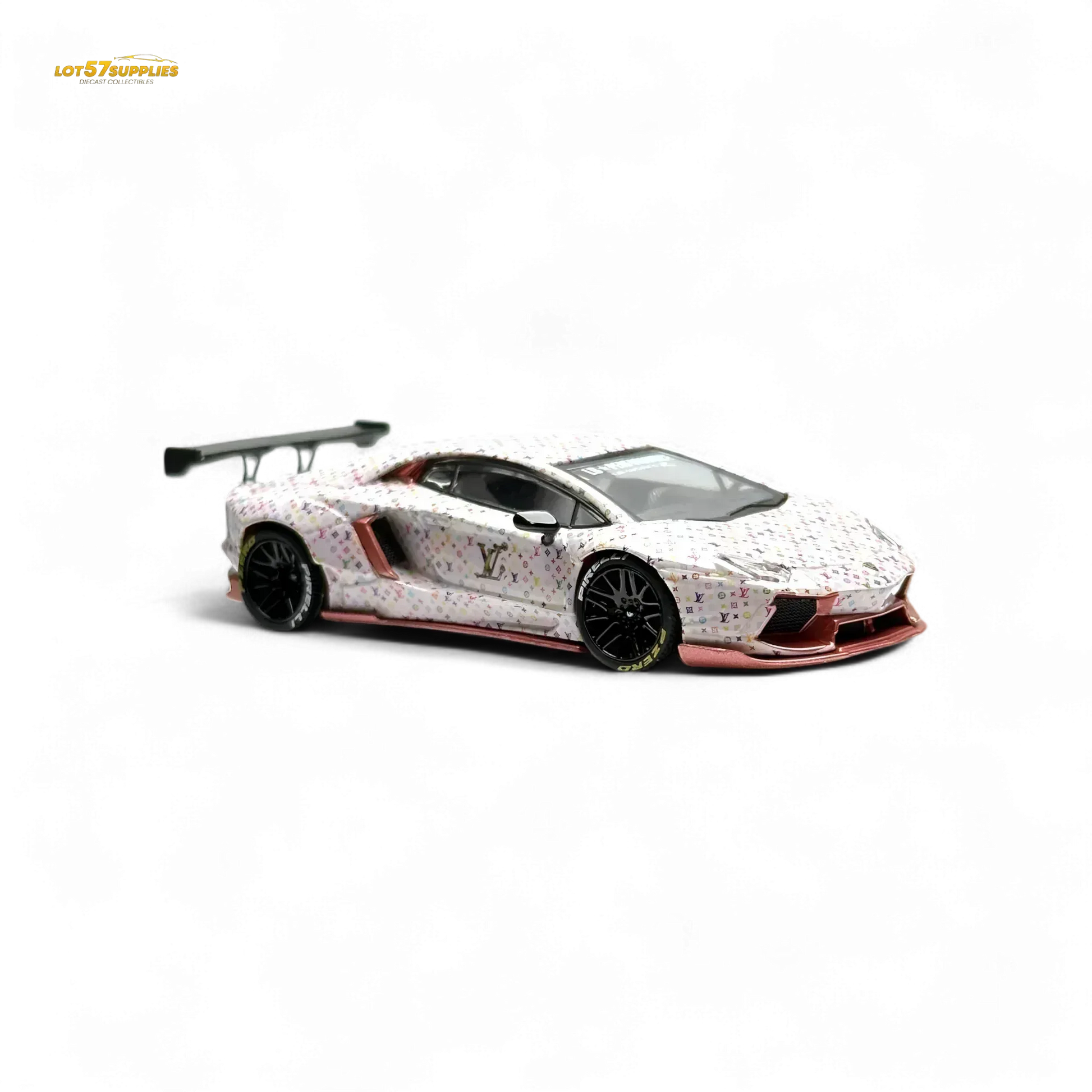 King Model Lamborghini Aventador LP700-4 LB 1.0 White LV Livery 1:64 - ToylandEU