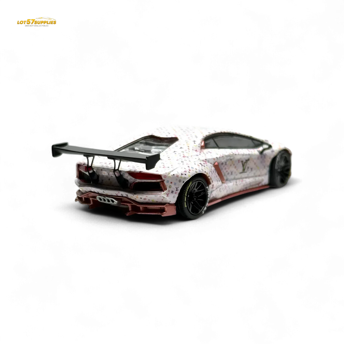 King Model Lamborghini Aventador LP700-4 LB 1.0 White LV Livery 1:64 - ToylandEU