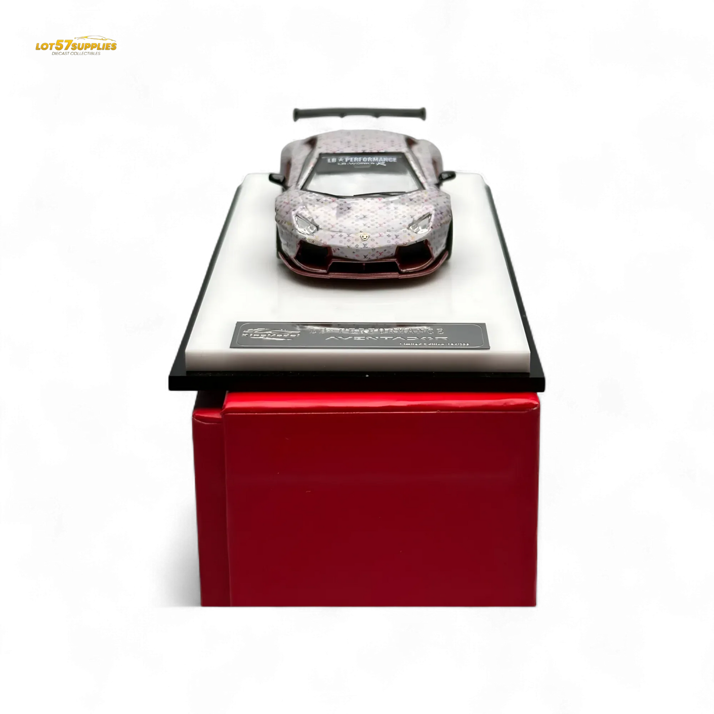 King Model Lamborghini Aventador LP700-4 LB 1.0 White LV Livery 1:64 - ToylandEU