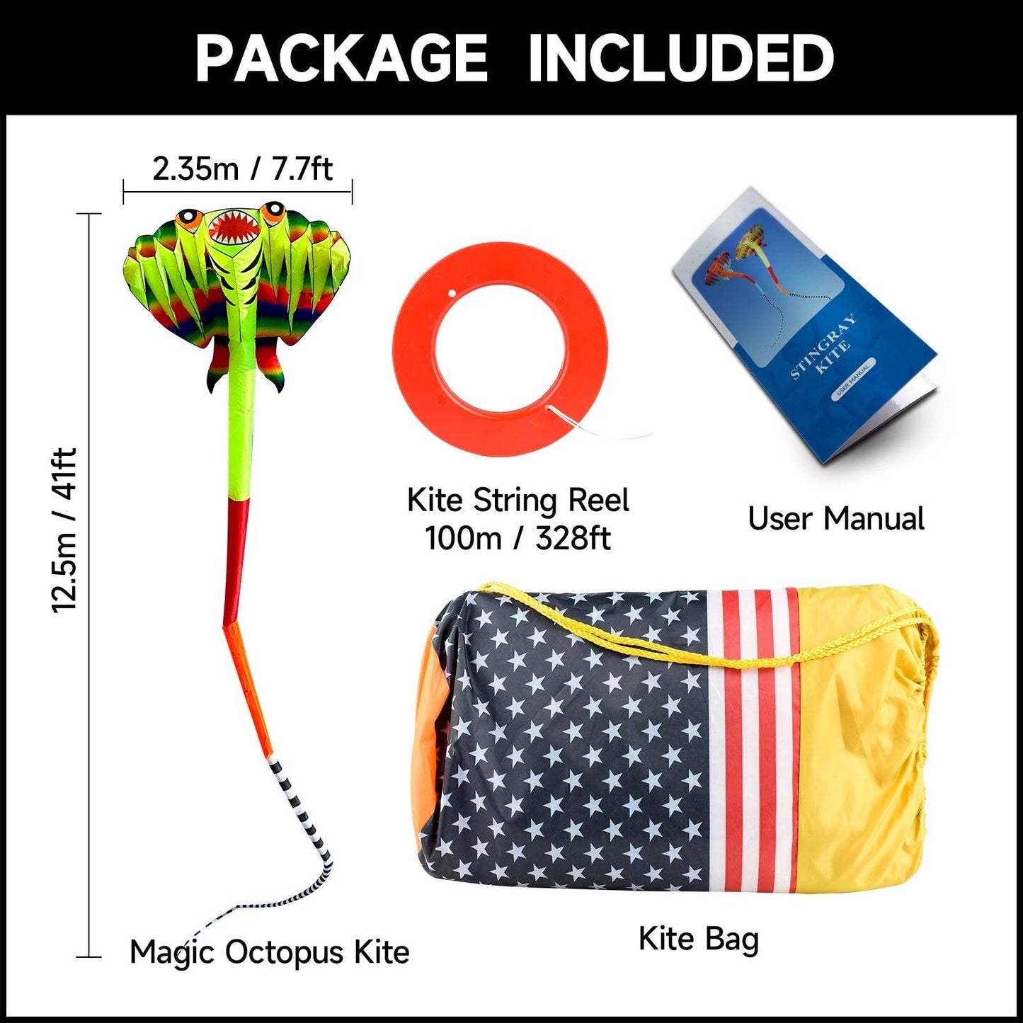  Kite | 12.5M Ray Soft Two-Color Beach Kite | Toylandeu™ 