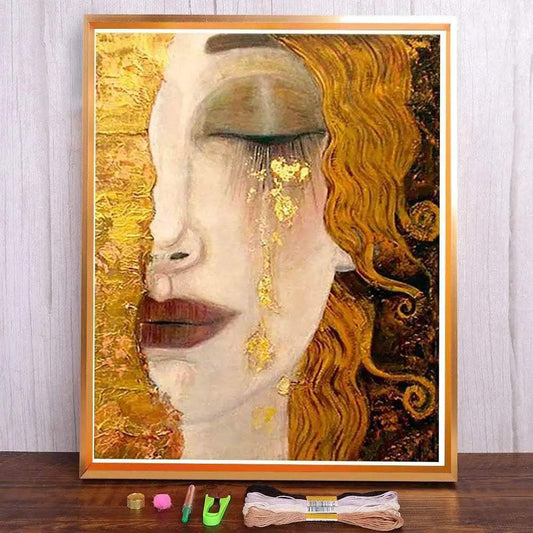 Klimt Inspired 11CT Cross Stitch Complete DIY Embroidery Kit with DMC Threads and Accessories - ToylandEU