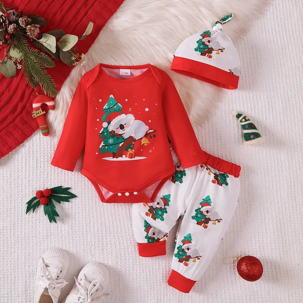 Koala Christmas 3 Piece Baby Set 0 To 18 Months Polyester Spandex Hat Top Pants - ToylandEU