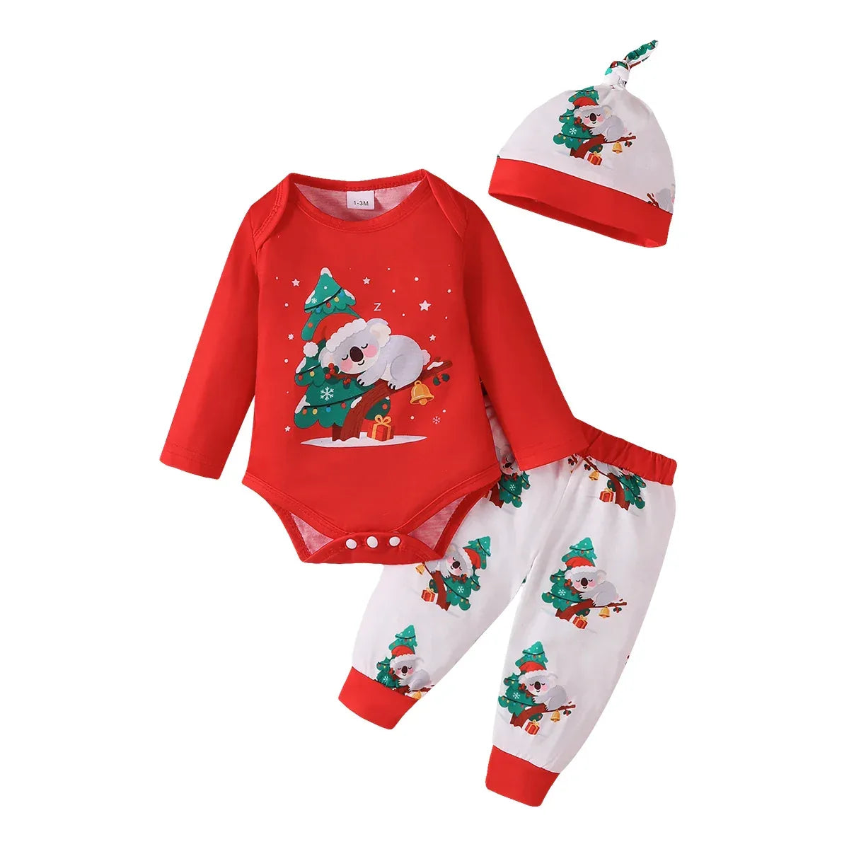 Koala Christmas 3 Piece Baby Set 0 To 18 Months Polyester Spandex Hat Top Pants - ToylandEU