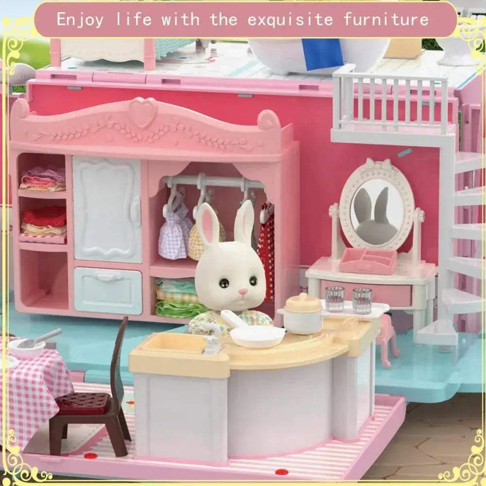 Koala Tour Bus Dollhouse Set With Miniature Play House - ToylandEU