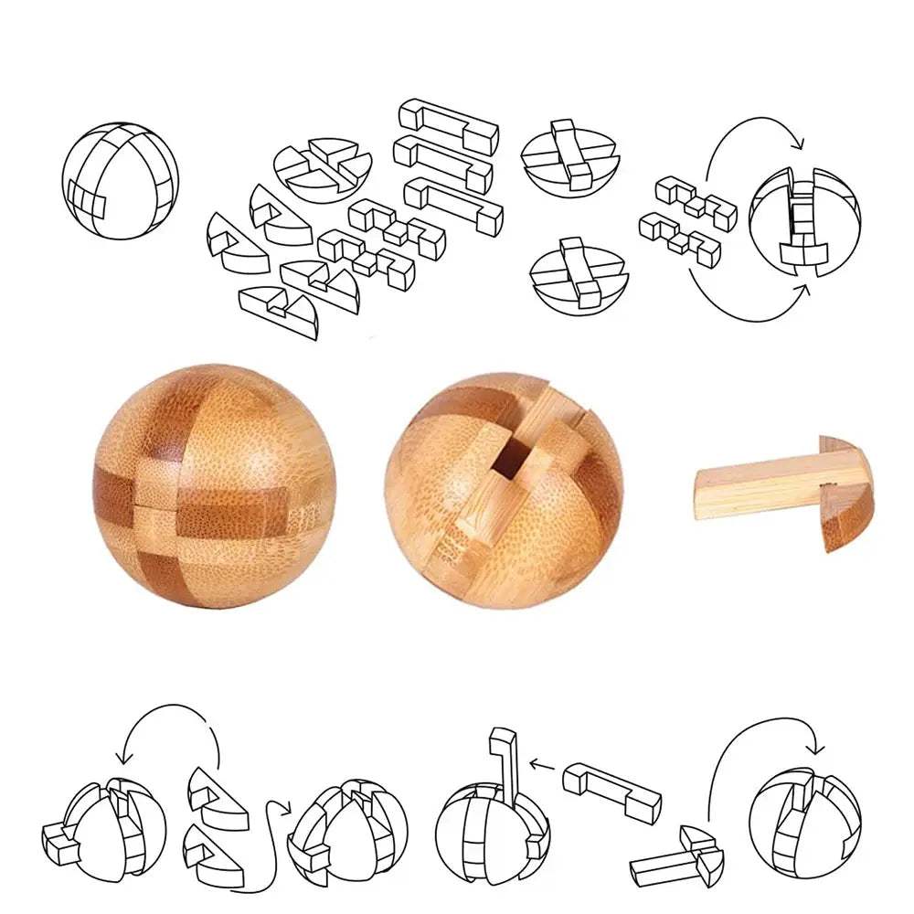 Kongming Lock Bamboo Puzzle 3D Brain Teaser Educational Gift - ToylandEU