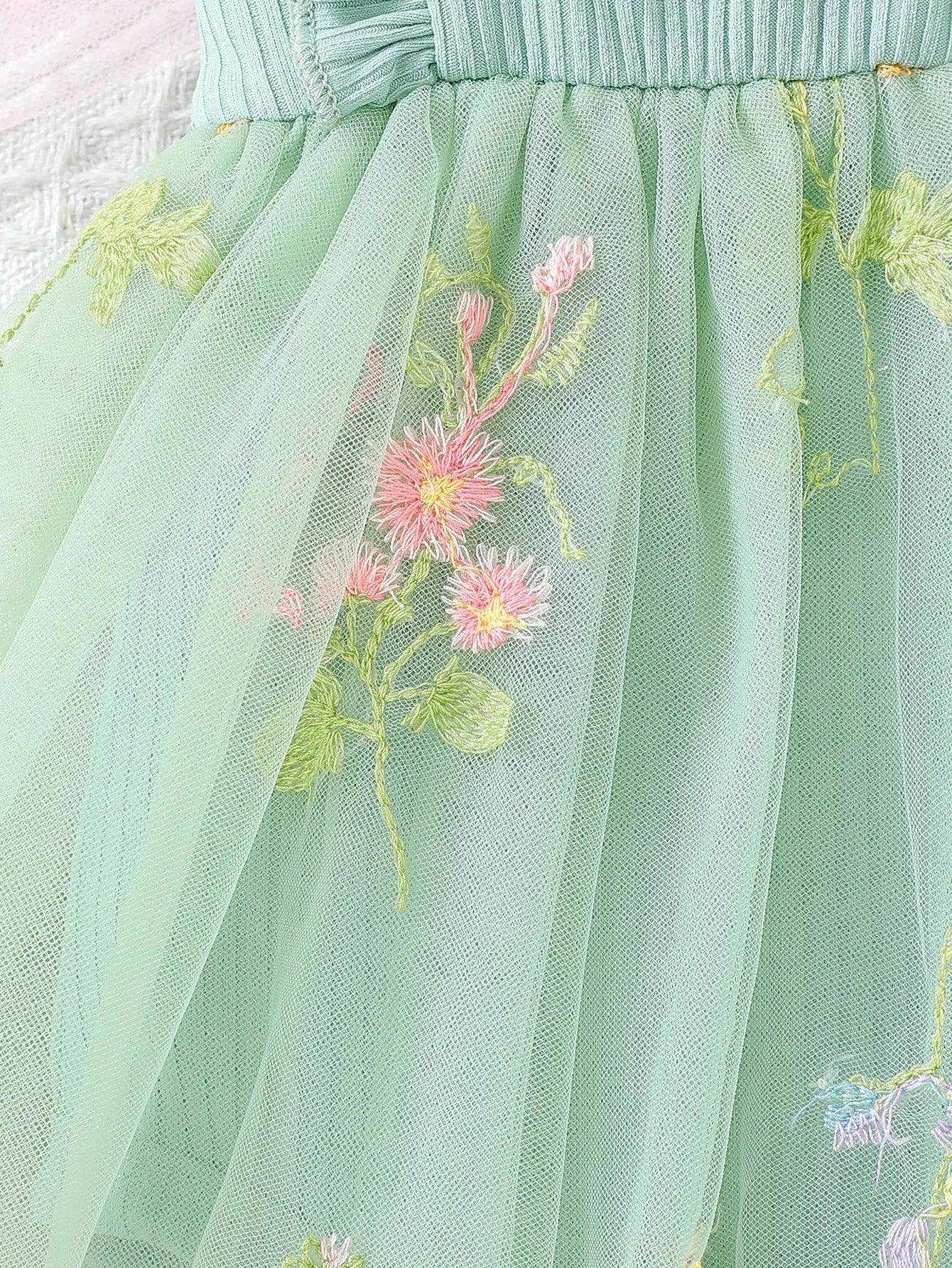 Korean Style Baby Girl Dress With 3D Embroidery Set - ToylandEU