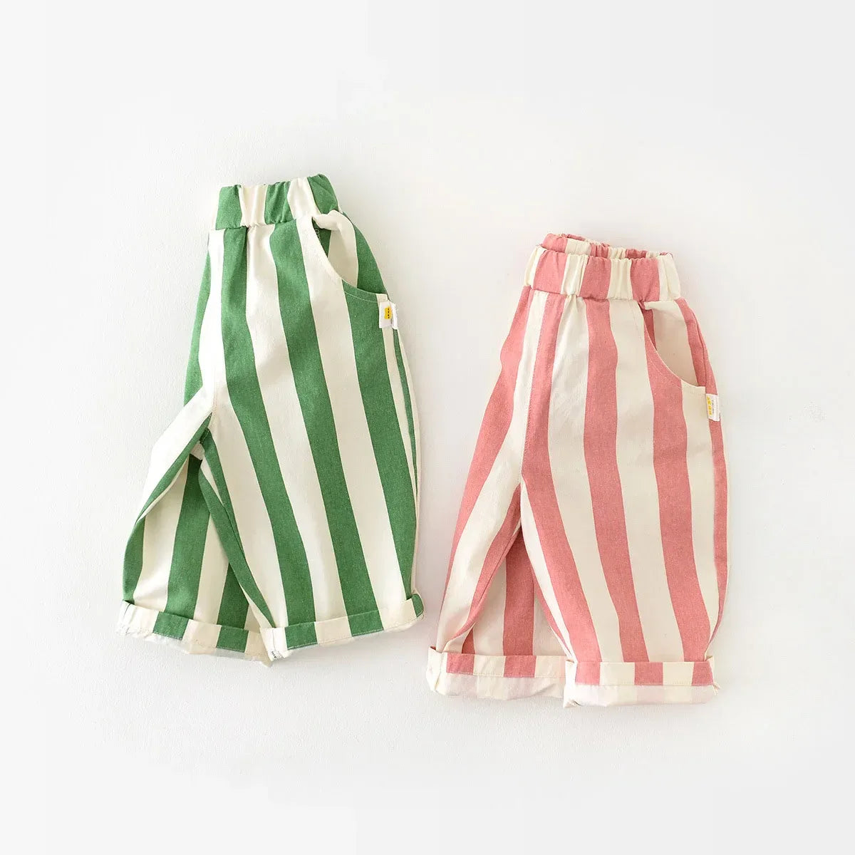 Korean Style High Waist Kids Stripe Pants For Everyday Wear - ToylandEU