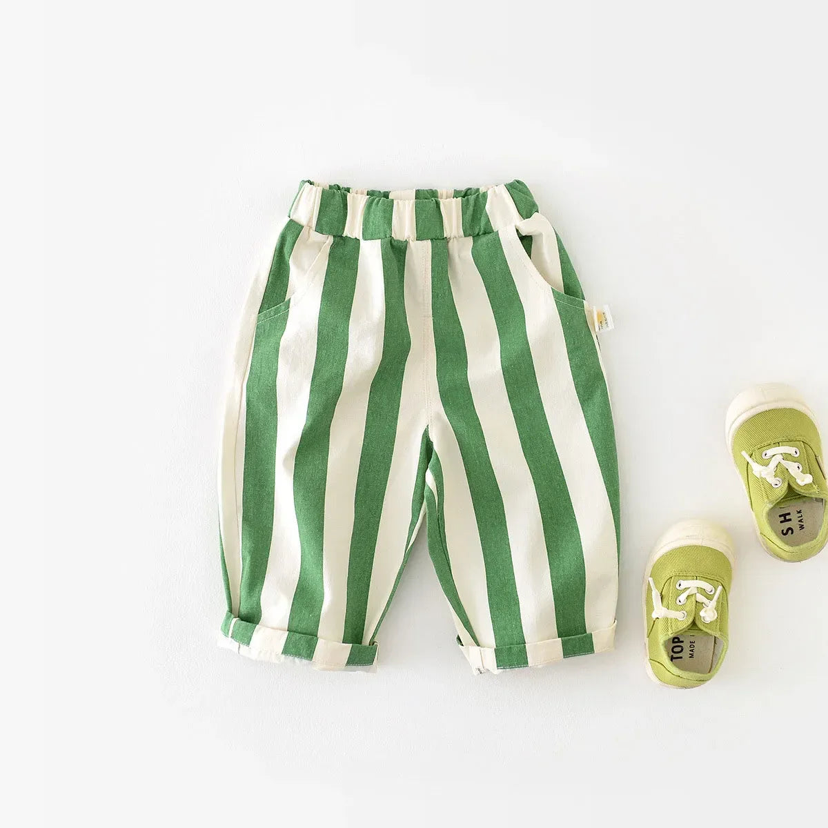 Korean Style High Waist Kids Stripe Pants For Everyday Wear - ToylandEU
