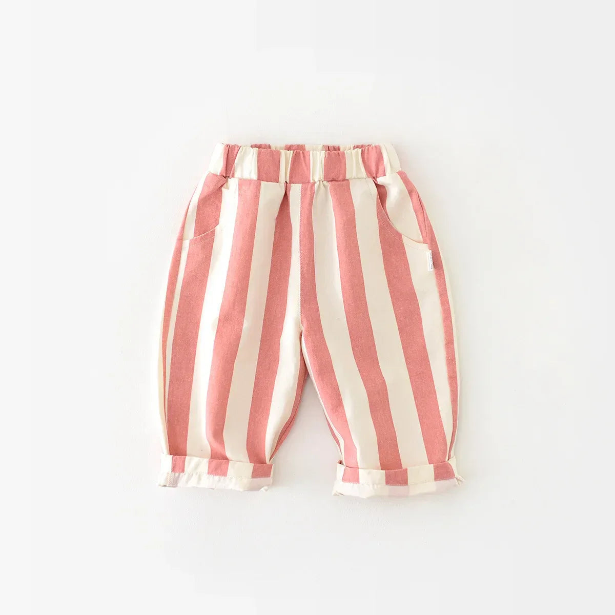 Korean Style High Waist Kids Stripe Pants For Everyday Wear - ToylandEU