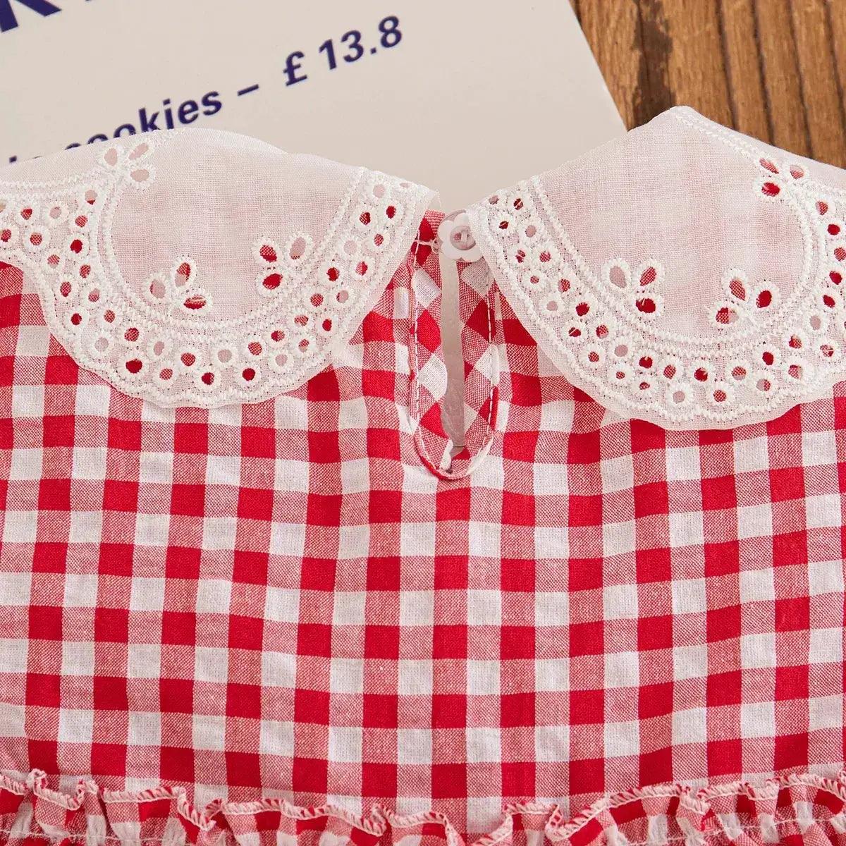  Korean Style Toddler Dress Red Embroidery Cotton -  ToylandEU™