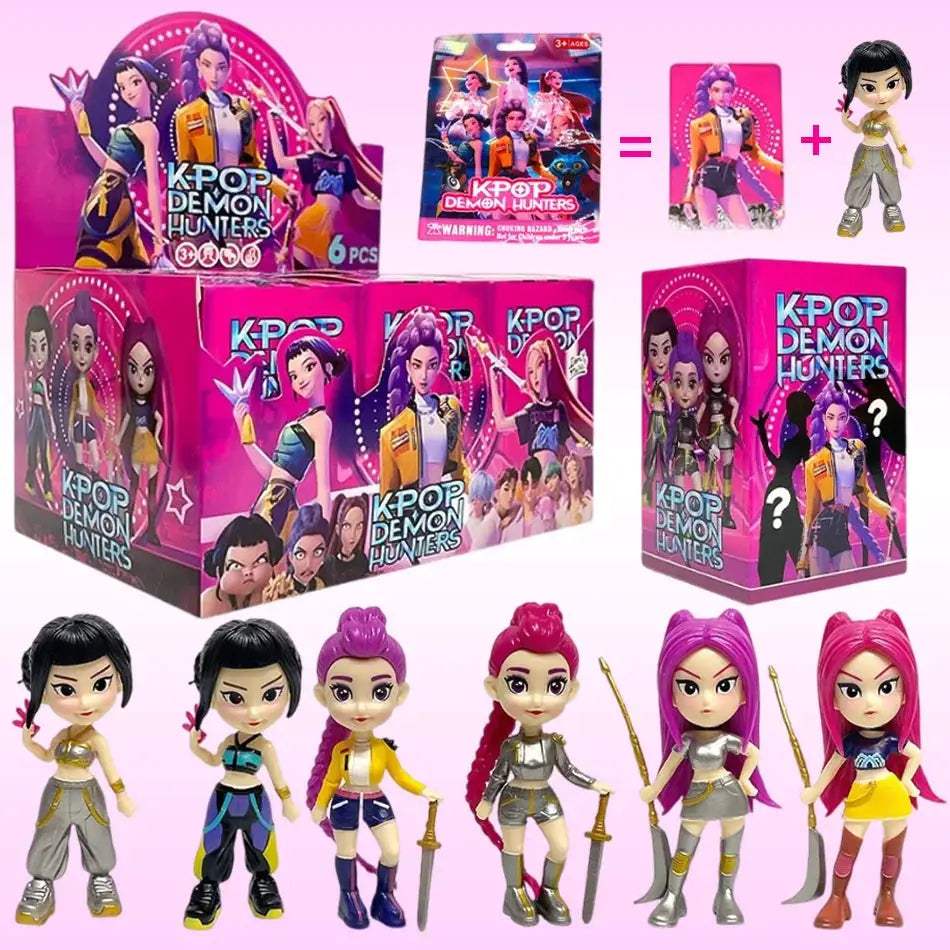 Hot 10cm 6pcs Random Blind Box Anime K-Pop D-emon H-unters Girl Group RUMI MIRA ZOEY Figure Action Pvc Models Toy Ornament Gifts - ToylandEU