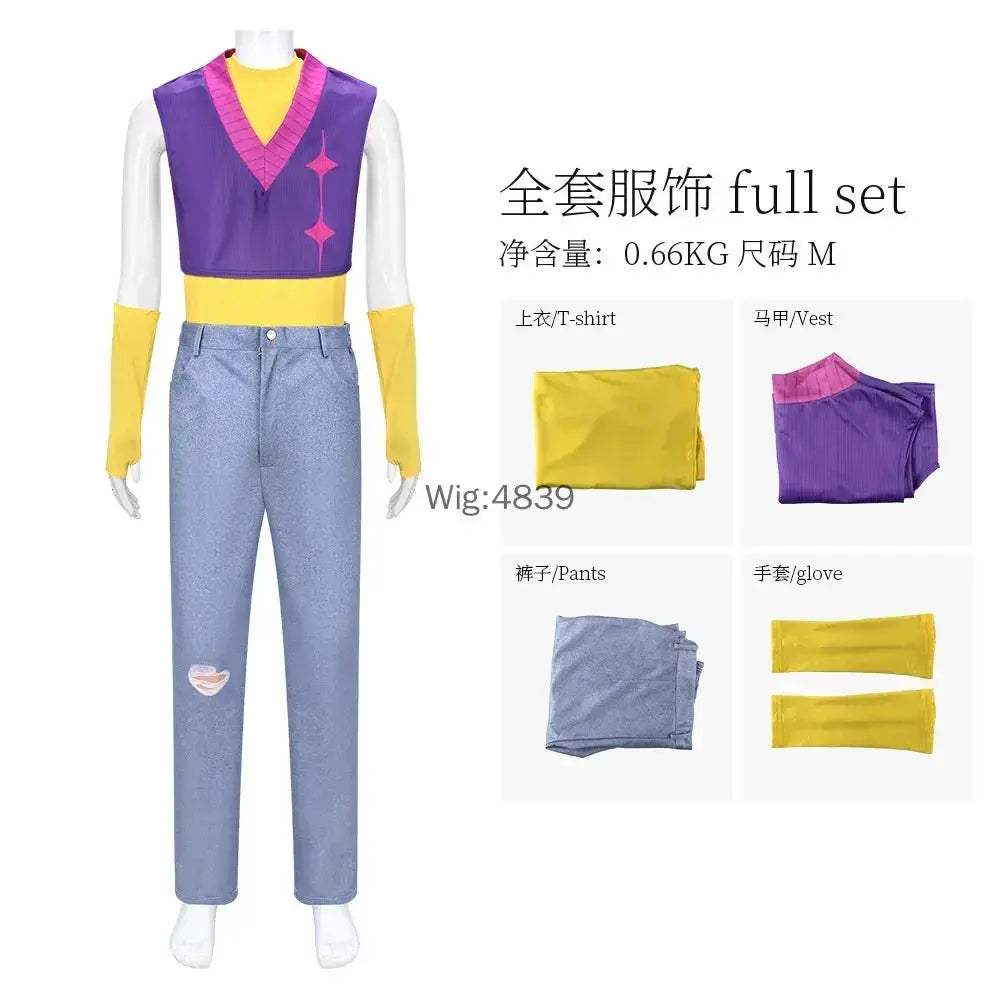Kpop Idol Anime Cosplay Costume Set Purple Vest Stage Ready - ToylandEU