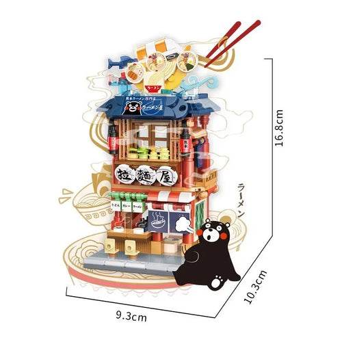 Kumamon Bear City Building Blocks Set with LED Lights & Sakura Vibes - ToylandEU