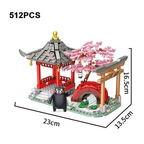 Kumamon Bear City Building Blocks Set with LED Lights & Sakura Vibes - ToylandEU