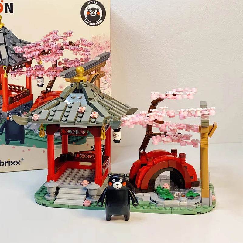 Kumamon Bear City Building Blocks Set with LED Lights & Sakura Vibes - ToylandEU