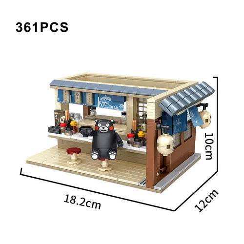 Kumamon Bear City Building Blocks Set with LED Lights & Sakura Vibes - ToylandEU