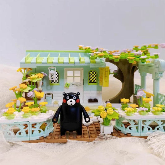 Kumamon Bear City Building Blocks Set with LED Lights & Sakura Vibes - ToylandEU