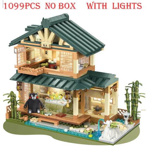 Kumamon Bear City Building Blocks Set with LED Lights & Sakura Vibes - ToylandEU