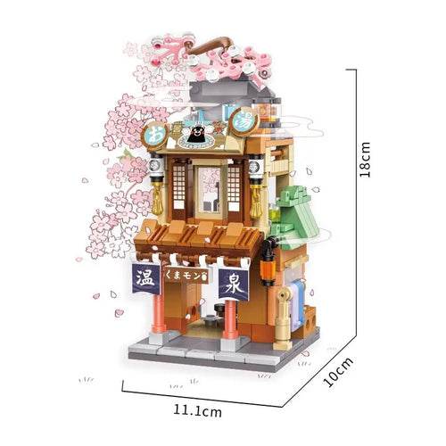 Kumamon Bear City Building Blocks Set with LED Lights & Sakura Vibes - ToylandEU