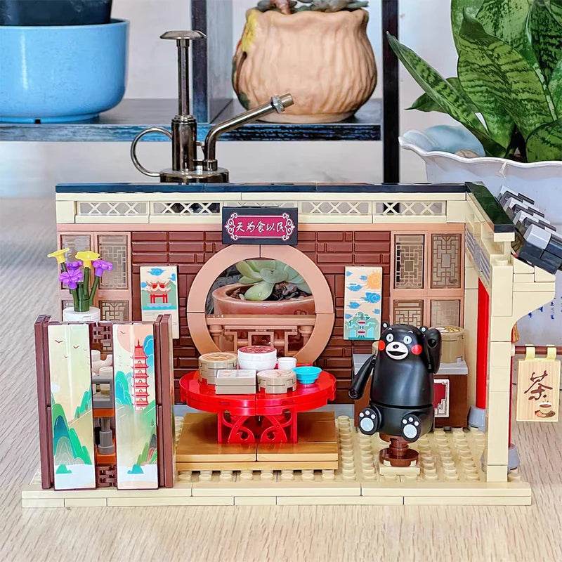 Kumamon Bear City Building Blocks Set with LED Lights & Sakura Vibes - ToylandEU