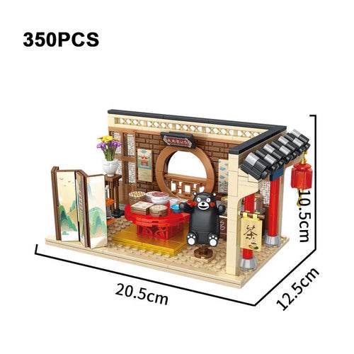 Kumamon Bear City Building Blocks Set with LED Lights & Sakura Vibes - ToylandEU