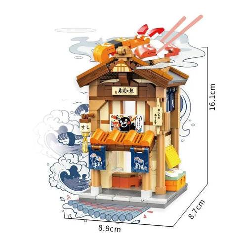 Kumamon Bear City Building Blocks Set with LED Lights & Sakura Vibes - ToylandEU