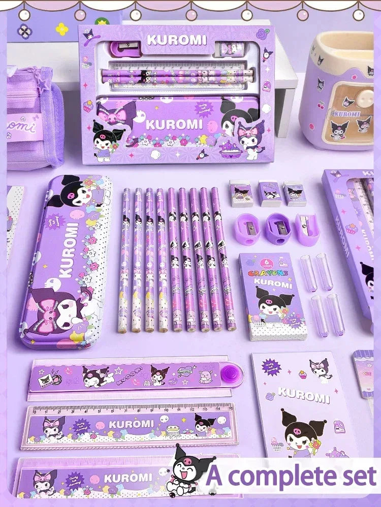 Kuromi Sanrio Stationery Set 12Pcs Pencils Erasers Rulers Gift - ToylandEU