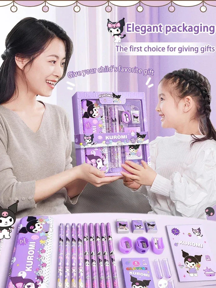 Kuromi Sanrio Stationery Set 12Pcs Pencils Erasers Rulers Gift - ToylandEU