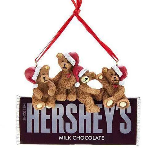 Bears On Hershey Chocolate Ornament With Santa Hats - ToylandEU