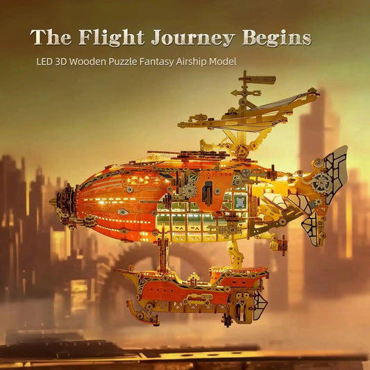  LED 3D Wood Puzzle Steampunk Airship Kit With Lights -  ToylandEU™
