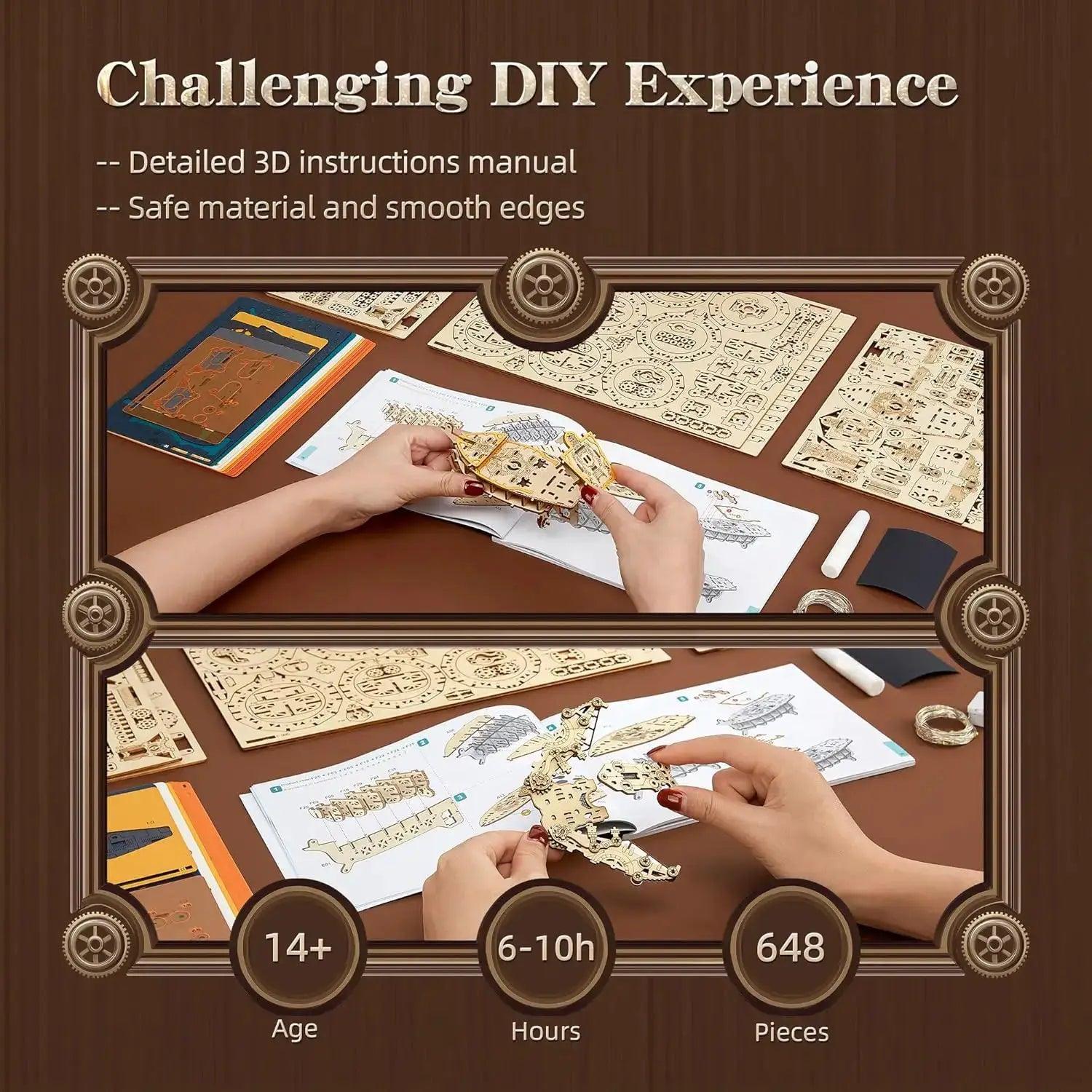  LED 3D Wood Puzzle Steampunk Airship Kit With Lights -  ToylandEU™