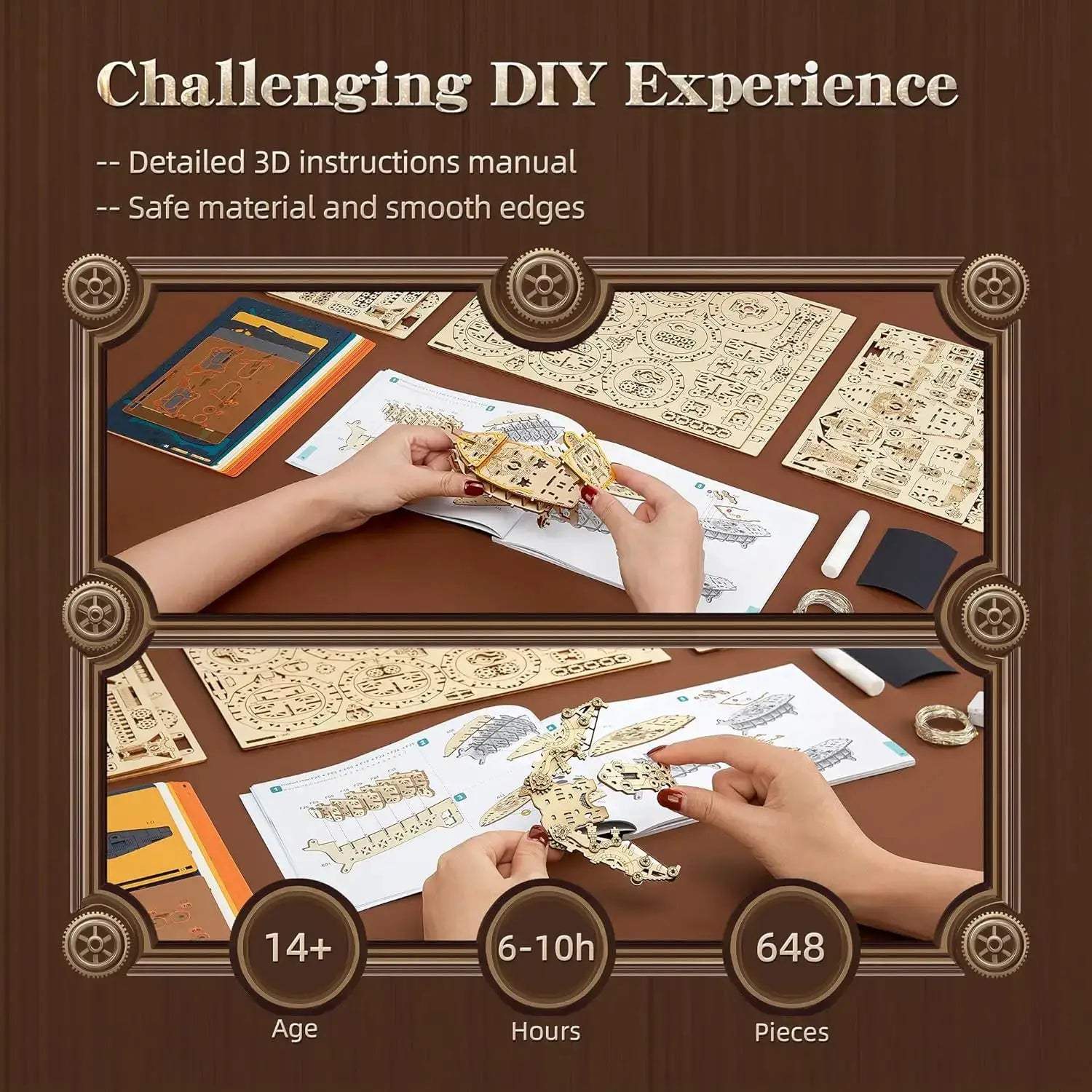  LED 3D Wood Puzzle Steampunk Airship Kit With Lights -  ToylandEU™