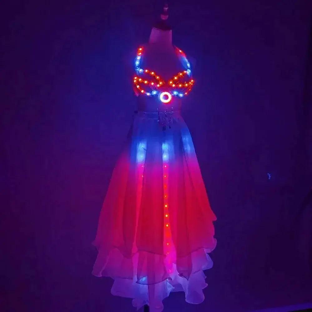 LED Color Lights Women Belly Dance Split Skirt Costume -  ToylandEU™