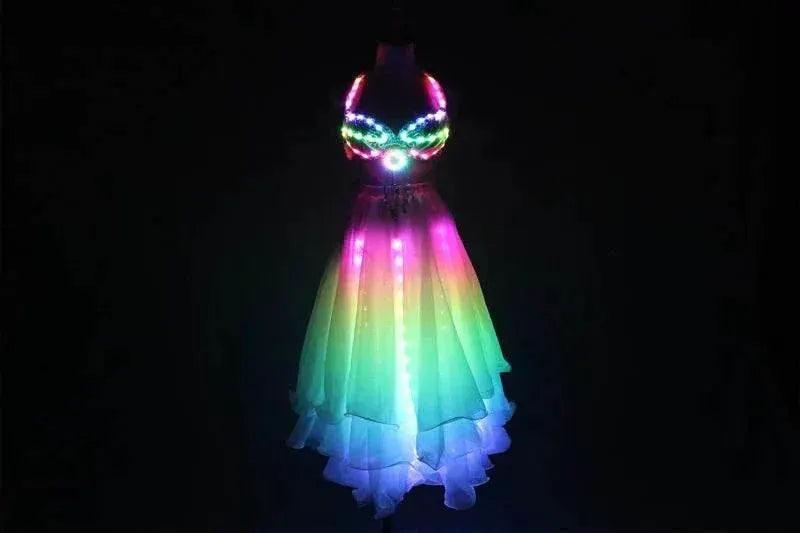  LED Color Lights Women Belly Dance Split Skirt Costume -  ToylandEU™