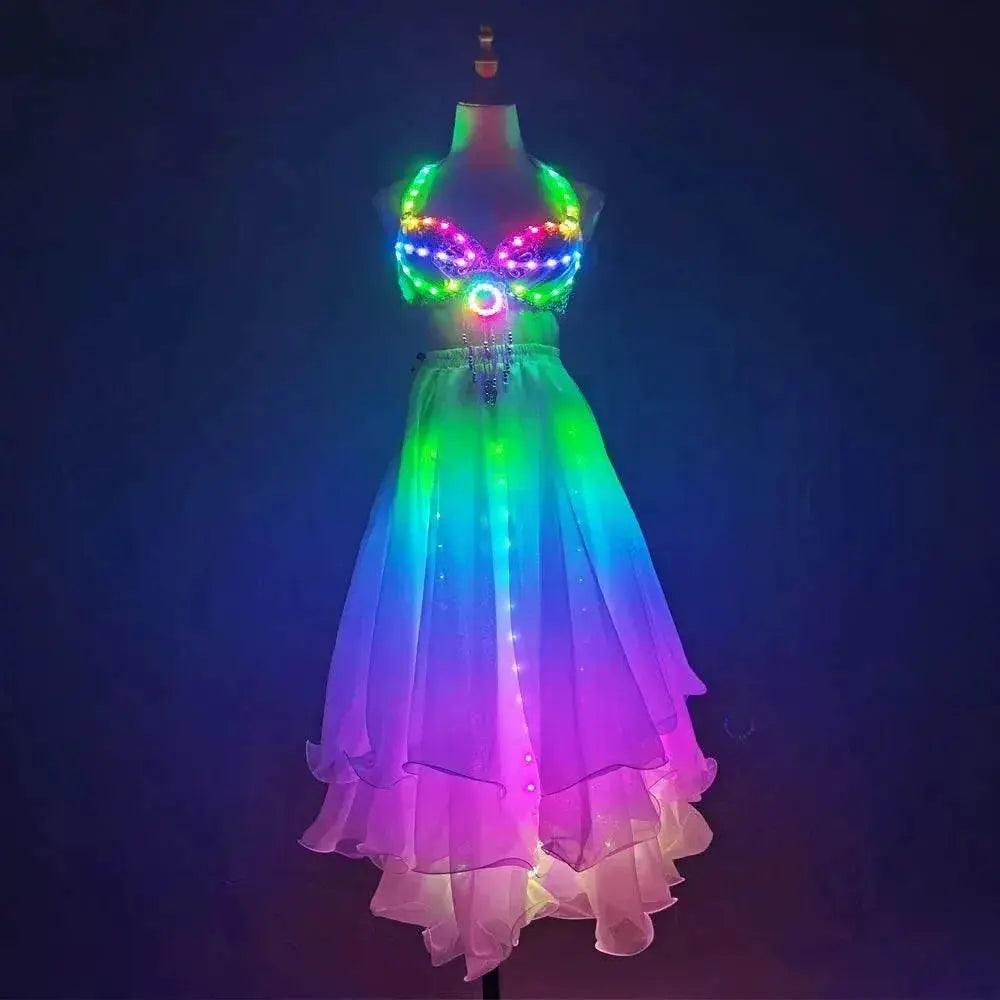  LED Color Lights Women Belly Dance Split Skirt Costume -  ToylandEU™