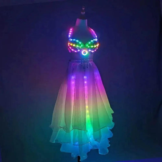  LED Color Lights Women Belly Dance Split Skirt Costumes -  ToylandEU™