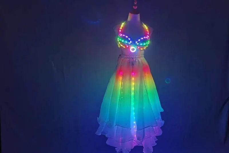  LED Color Lights Women Belly Dance Split Skirt Costumes -  ToylandEU™