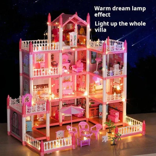  LED Dollhouse Castle Large With Dolls Four Stories -  ToylandEU™