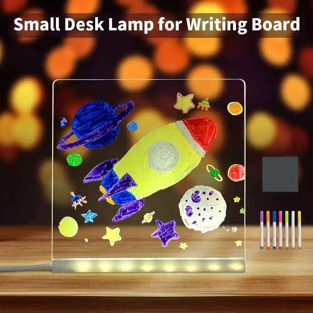 LED Drawing Board DIY Acrylic Board with Colour Pens LED Note Board Kid Drawing Toy Luminous Wordpad Blackboard with Night Light - ToylandEU