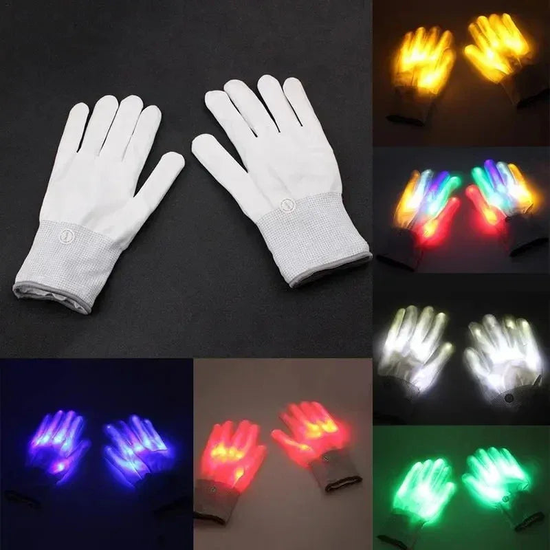 LED Gloves Neon Skull Flashing Lights For Halloween - ToylandEU