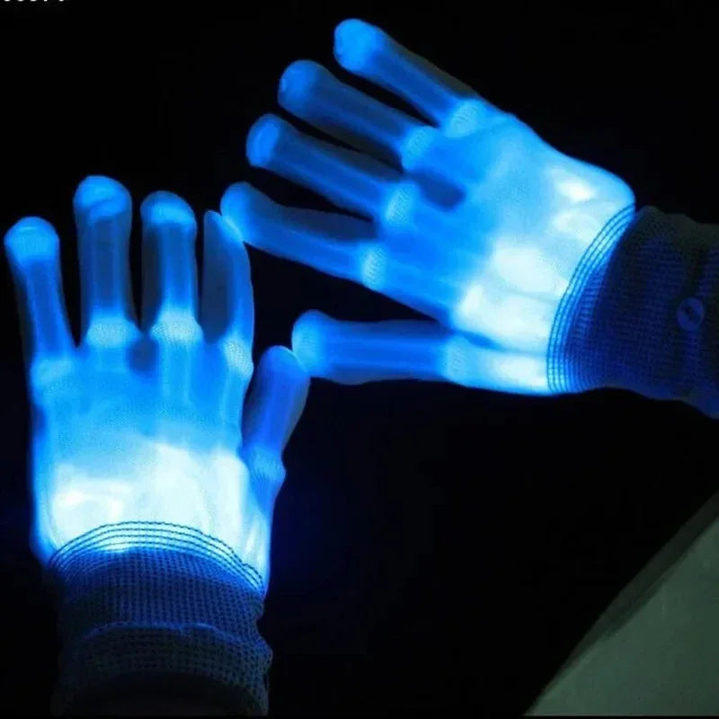 LED Gloves Neon Skull Flashing Lights For Halloween - ToylandEU