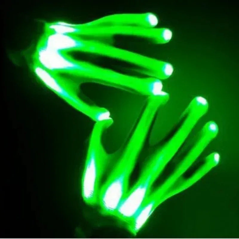 LED Gloves Neon Skull Flashing Lights For Halloween - ToylandEU