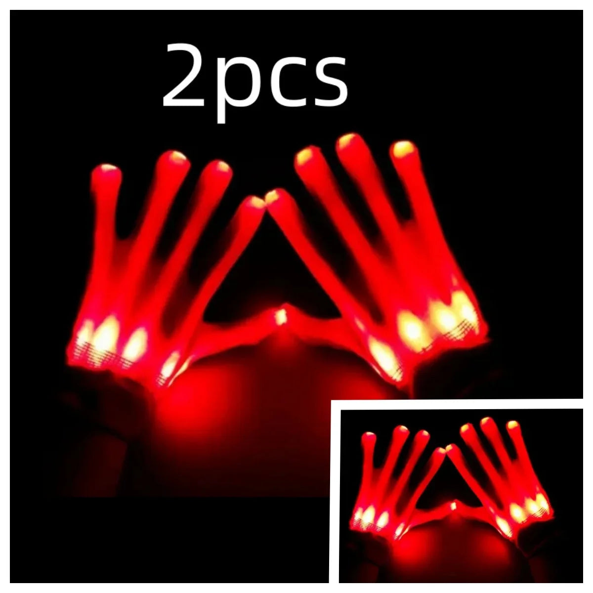 LED Gloves Neon Skull Flashing Lights For Halloween - ToylandEU