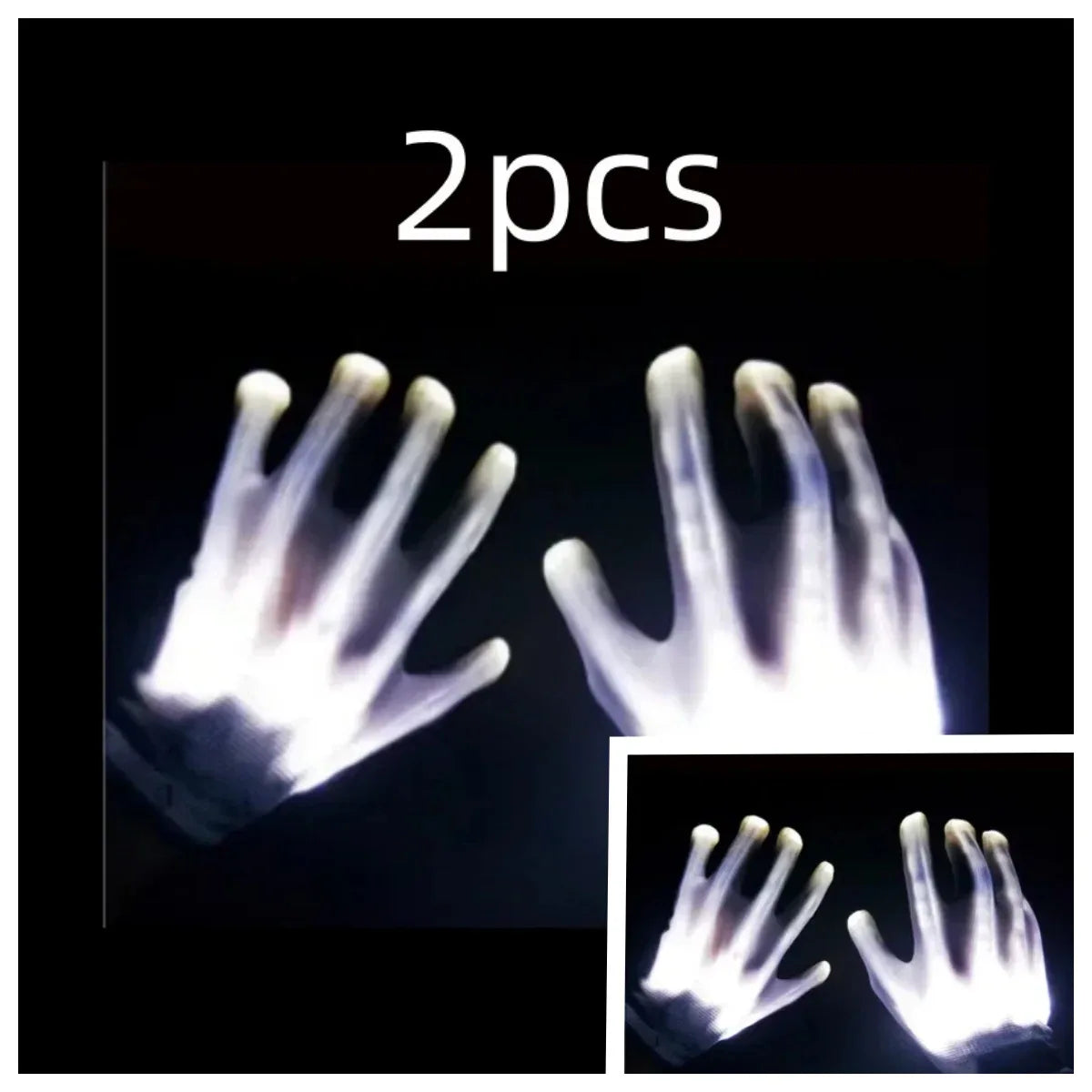 LED Gloves Neon Skull Flashing Lights For Halloween - ToylandEU