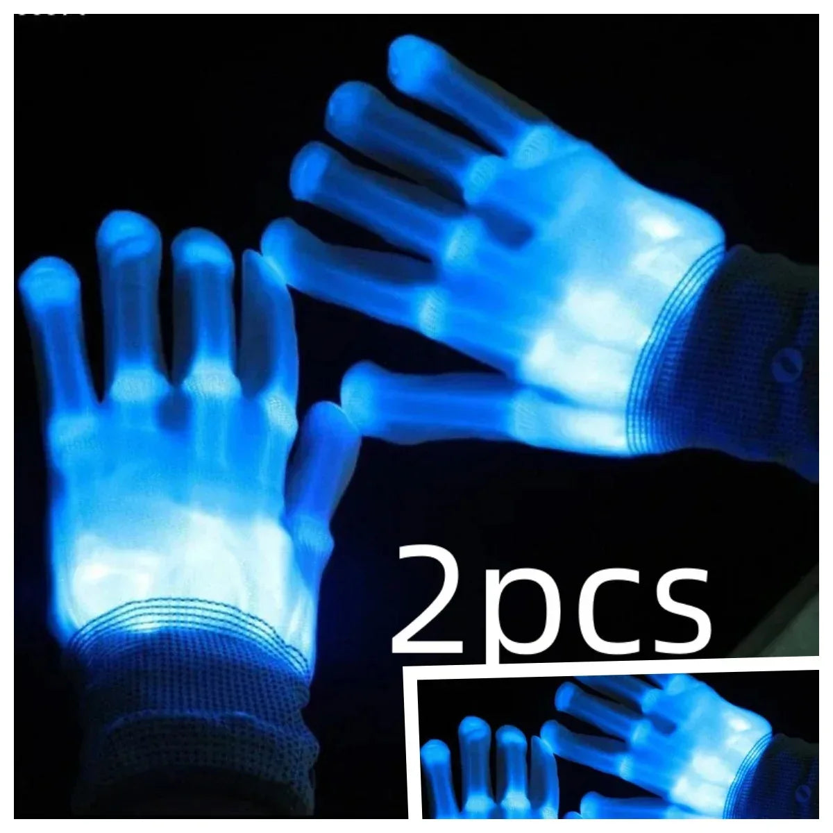 LED Gloves Neon Skull Flashing Lights For Halloween - ToylandEU