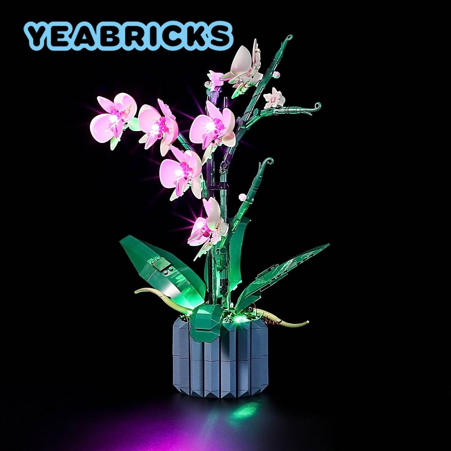 LED Illuminated Orchid Construction Blocks Set - Compatible with Big Block Brand - ToylandEU