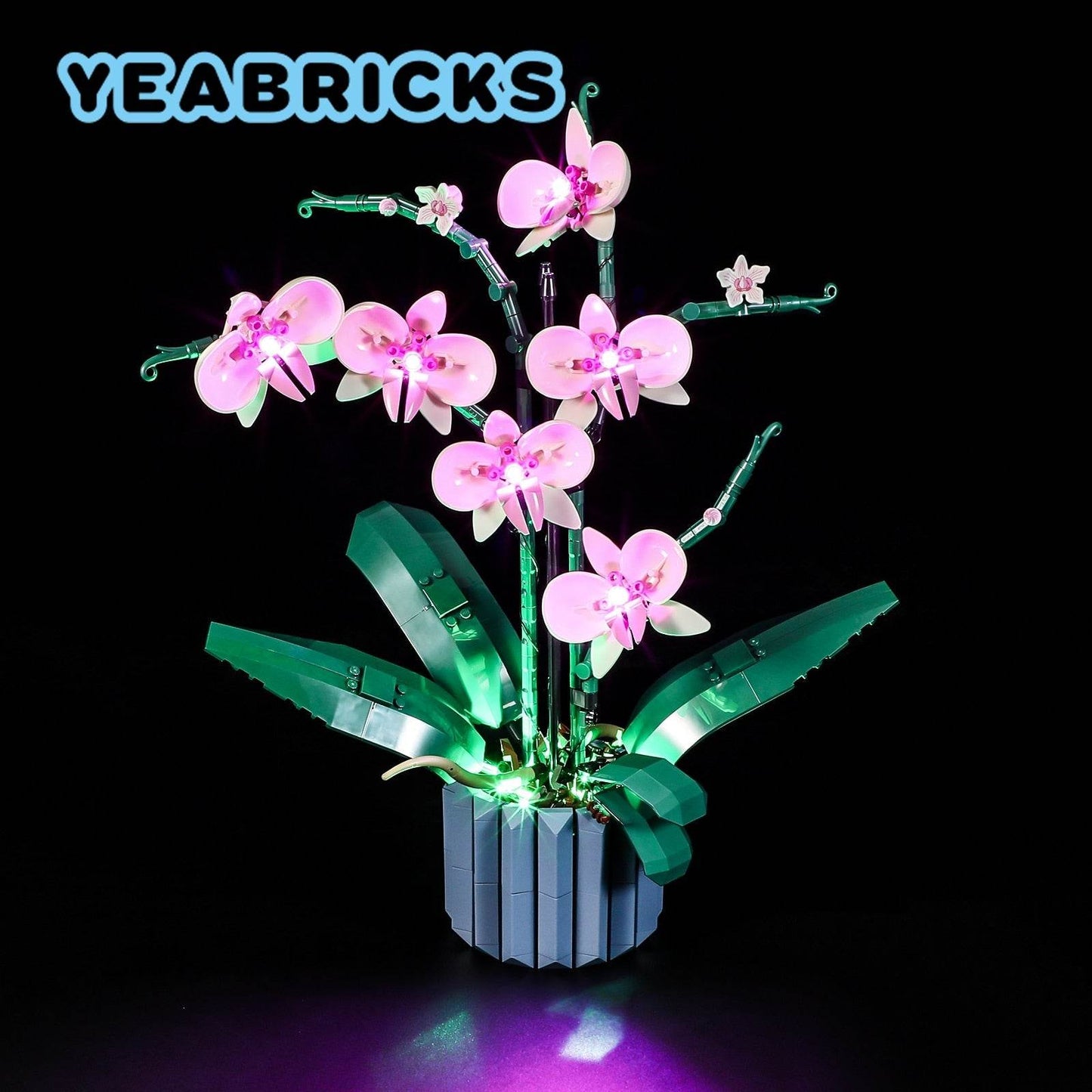 LED Illuminated Orchid Construction Blocks Set - Compatible with Big Block Brand - ToylandEU