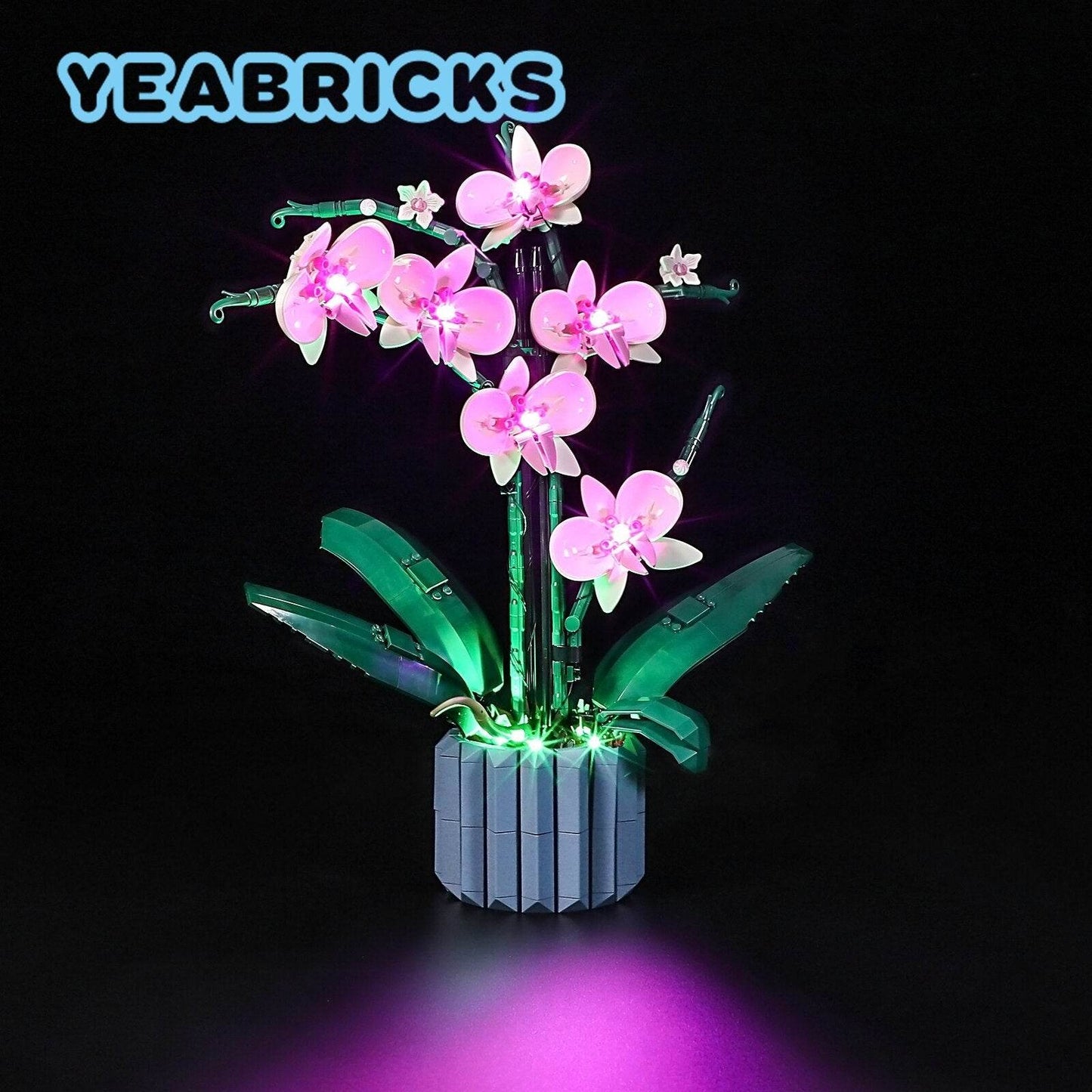 LED Illuminated Orchid Construction Blocks Set - Compatible with Big Block Brand - ToylandEU